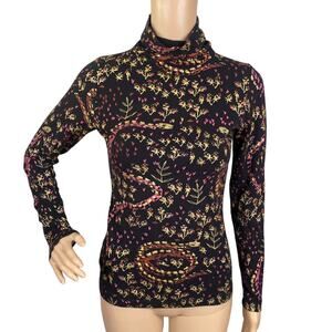 Thief & Bandit Handmade Handprinted Thorn & Snake Turtleneck Top SZ XS